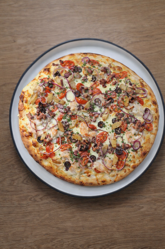 Seafood pizza
